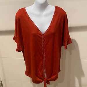 Women's Burnt Orange V-Neck Top